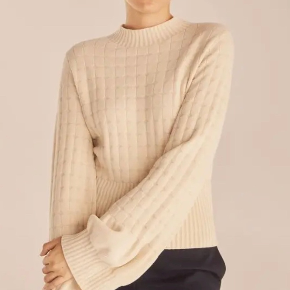 Rebecca Taylor velvet Cream Cable Knit Sweater size L